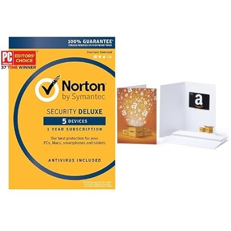 Norton Security Deluxe - 5 Devices [Key Card] with Amazon.com $10 Gift Card
