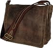 David King & Co Large Distressed Leather Laptop Messenger