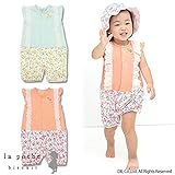 (ラポシェビスキュイ)La poche biscuit 初夏'15 レイヤード風半袖ロンパース 80 オレンジ