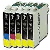 5 Compatible Printer Ink Cartridges To Replace T0715 - Cyan / Yellow / Magenta / Black- For use with Epson Stylus SX515W SX200 SX415 SX215 SX100 SX105 SX400 SX205 SX218 SX115 SX510W SX600FW SX405 S21 SX110 S20 SX210 SX410 SX610FW Wifi DX7450 DX4400 DX445