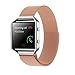 Fitbit Blaze Accessory Band Large (6.3-9.1 in),Oitom Milanese loop stailess steel Bracelet Strap for Fitbit Blaze Smart Fitness Watch, Black, Silver, Large with unique Magnet lock (Rose Gold)