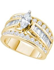 1.00CT DIAMOND 0.25CT CENTER MARQUISE BRIDAL SET