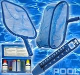 SET Pool Schwimmbad Teich Kescher Thermometer Test Kit - 