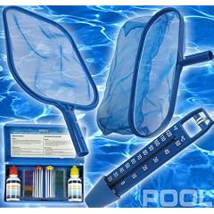 SET Pool Schwimmbad Teich Kescher Thermometer Test Kit