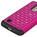 LG K7 Case, LG Tribute 5 Case, Speedup Slim Dual Layer Spot Diamond Hybrid Gel Rhinestone Bling Hot Pink Hard Armor Shell + Black Shock-Absorption Soft Silicone Inner Bumper Defender Case Cover