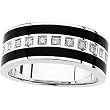 14K White Gold Man's Onyx and Diamond Band - 0.20 Ct.