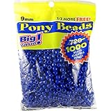Darice 06121-2-03 1000 Count Pony Beads, 9mm, Opaque Blue