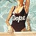 ROPALIA Women's Letter Print Backless One Piece Monokini Bikini