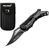 Gelindo Hunting Pocket Knife, Black - Made of Stainless Steel, Compact Skeleton Design with Safety Fold-Lock Mechanism - Unlockable Folding Sharp Carbon Blade - Highly Durable & Versatile