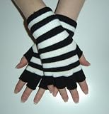 Magic Fingerless Gloves - Black & White Stripe - One Size