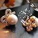 YAZILIND Exquisite Full Shining Bow With Cream Stud Earrings