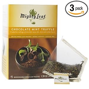 Mighty Leaf Tea Chocolate Mint Truffle Herbal Tea, 15-Count Boxes (Pack of 3)