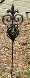 Fleur de Lis Garden Stake with Green Suncatcher Gazing Globe