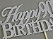 All About Details Happy 90th Birthday Cake Topper,1pc, Cake Decoration, Party Decor, Glitter Topper (Silver)