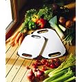 H & L Russel Ltd Anti-Bacterial Chopping Board with Black Trim and Slotted Handles, White, Non-Slip, Polyethylene, 32 x 20 x 1 Centimetres