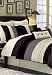 8 PC LUXURY SUPER SET, OVERSIZED & OVERFILLED, 106" x 92", BLACK / GREY FAUX ... image 2