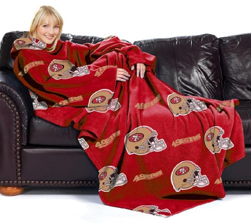 San Francisco 49ers Adult Comfy Throw Blanket with Sleeves