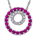 14k White Gold Pink Sapphire and Diamond Interchangeable Circle Pendant