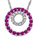 14k White Gold Pink Sapphire and Diamond Interchangeable Circle Pendant