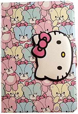 iPad Mini 2 Case,iPad Mini 2 Leather Kickstand Case,Tribe-Tiger Cute Hello Kitty Pattern [Flip][Kickstand] [Auto Wake Up/Sleep] Leather Case Cover for Apple iPad Mini 2(Kitty's Teddy Toys)