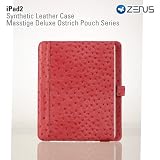 iPad 2 Leather Case Masstige Leather Deluxe Ostrich Pouch Series - Fierce Red