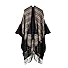 Bakerdani Women Fashionable Retro Style Tassel Poncho Shawl Cape Cardigans