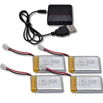 【クリックでお店のこの商品のページへ】Amazon.co.jp ｜ SYMA X5SW X5C 「バッテリー 600mAh 3.7V ？ 4個 」＋「5点マルチ充電器」 セット ※過充電保護機能付き (4個＋マルチ充電器) [並行輸入品] ｜ ホビー 通販