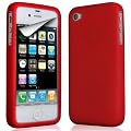 KC-Electronics Apple iPhone 4 4S Red Soft Silicone Case Skin Cover + LCD Screen Protector Guard
