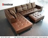 3pc New Modern Chocolate Leather Sectional Sofa Set S4707l