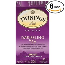 Twinings Darjeeling Tea, Tea Bags, 20-Count Boxes (Pack of 6)