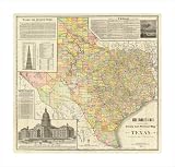 Large Scale County and Railroad Map of Texas; 1891 by Rand McNally and Company poster print,26 in. x