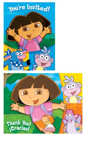 Dora and Friends - 8 Invitations and 8 Thank You Postcards