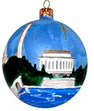 Famous Places Collection Washington DC Lincoln Memorial - Hand Painted Glass Ball Ornament