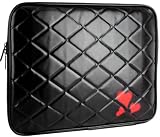14 inch Black Quilted Triple Red Heart Notebook Laptop Sleeve Bag Carrying Case Apple Macbook, Acer, ASUS, Dell, HP, Sony