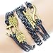JIAYIQI Women Vintage Antique Bronze Anchor Rudder Owl Charms Leather Rope Bracelet Wristband