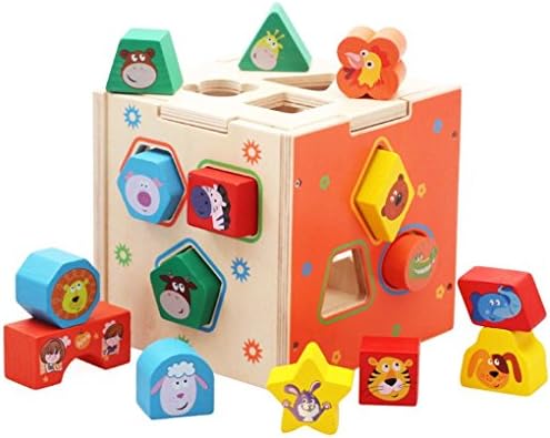 Little Smartie Wooden Sorting Cube With Animal Print Blocks