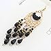 Voberry® Women's Bohemian Classical Fringed Long Section Of Big Beads Pendant Drop Tassels Hook Dangle Earrings (Black)