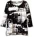 Calvin Klein Women's Printed Top with Faux-Leather Trim