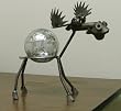 Moose Recycled Scrap Metal Gazing Globe Stand with Silver Leaf Glass Gazing Globe