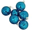 6ct Regal Peacock Blue Mirrored Glass Disco Ball Christmas Ornaments 3.25" 80mm