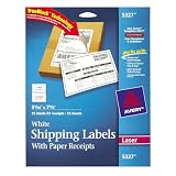 Avery Shipping Label with Paper Receipt, Laser, TrueBlock Technology, White, 25 Sheets  (5327)