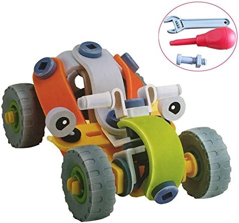 Plastic Building Car Kit Set Construction Model Game Vehicle Playset DIY Flexible Early Educational Assembly Toys for Kids Children Boys Girls Birthday Gift,62 Pieces