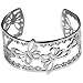 Enchanting Butterflies Black and Silver Tone Stainless Steel Cuff Bracelet