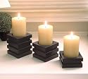Set of 3 Pillar Candleholders - Black