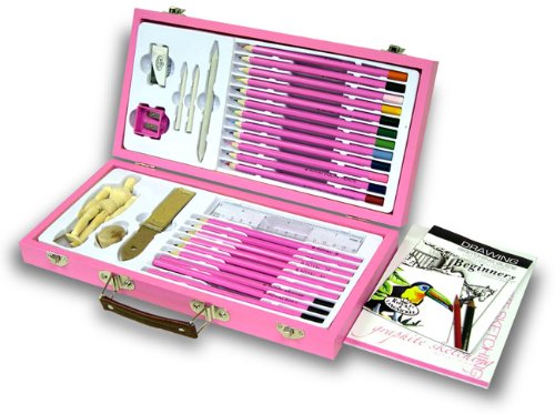 Royal & Langnickel Pink Art Beginner Artist Sketching and Drawing Wood Box Set