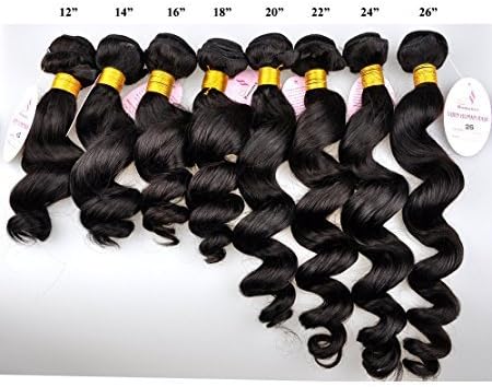 Romance Hair Products 5a Grade Brazilian Loose Wave Brazilian Virgin Hair Extension Human Hair Weaves 14-26 Inches Available (20", Virgin Undyed Natural Black)