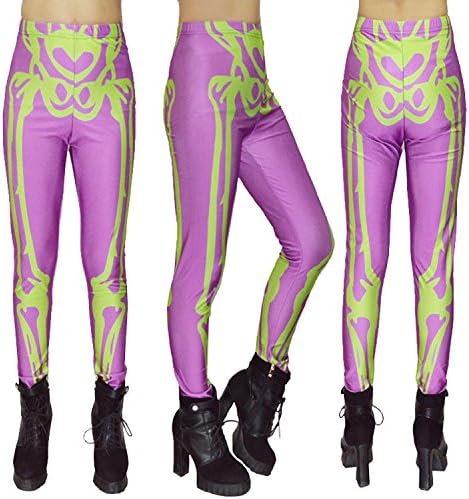 Pink Halloween Props Digital Printing Skeleton Skull Iron American Flag Models Pantyhose Tights Pants Leggings