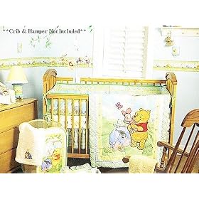 Winnie The Pooh 3 Piece Crib Bedding Set - Comforter, Bumper Guard & Fitted Sheet
