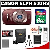 Canon PowerShot 500 HS Digital Elph Camera (Brown) with 8GB Card + Battery  ....