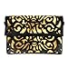 BMC Dual Color Faux Leather Vinyl Decorative Cut Out Print Large Envelope Clutch
